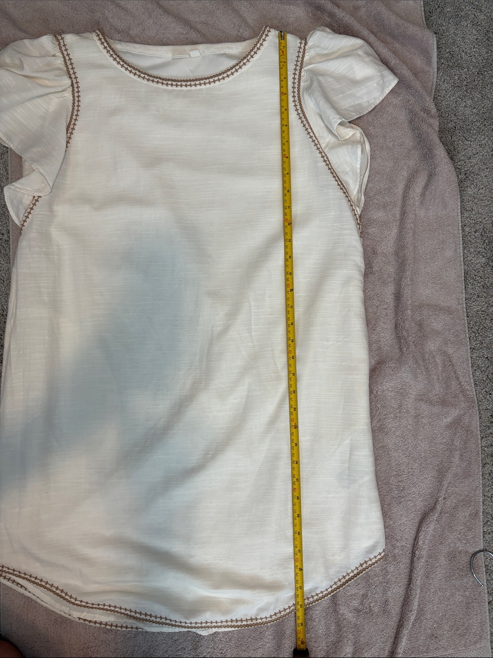 GAP White Shift Dress with Brown Contrast Stitching and Pockets - Picture 4 of 6